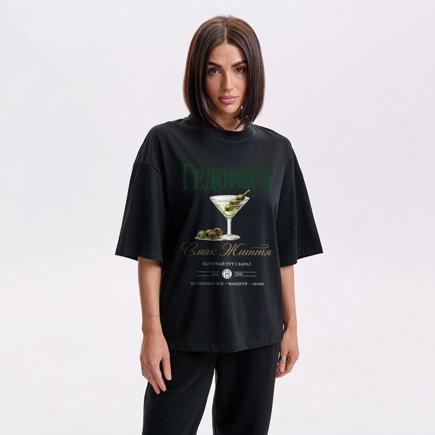Oversize футболка жіноча з принтом &ldquo;Cмак життя&rdquo; fut_over_zhin_smakzytiya фото