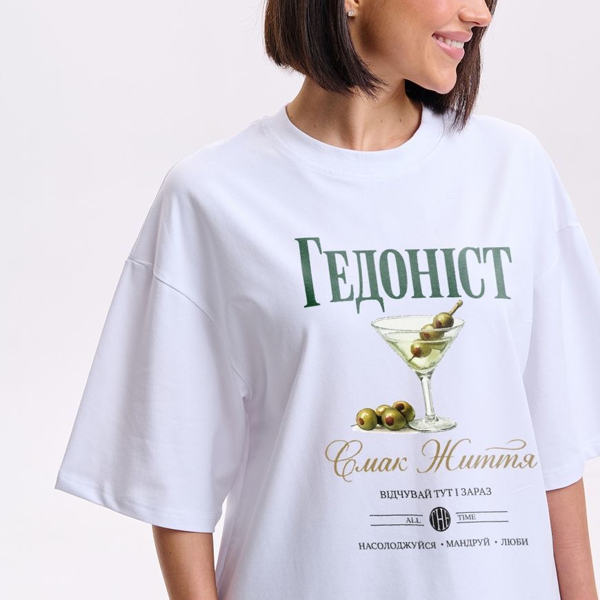 Oversize футболка жіноча з принтом &ldquo;Cмак життя&rdquo; fut_over_zhin_smakzytiya фото