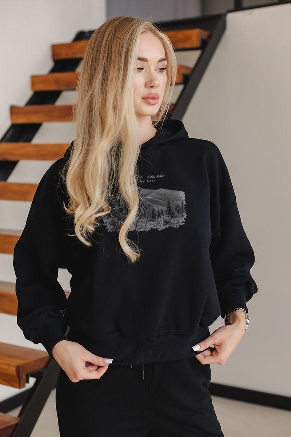 Костюм з принтом "Місце сили. Карпати". Худі жіноче oversize + штани kostum_khudi_zhinoche_oversize_dzhohery_misce_syly_karpatu фото