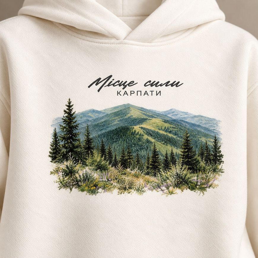 Костюм з принтом "Місце сили. Карпати". Худі жіноче oversize + штани khudi_over_zhin_dzhohery_misce_syly_karpatu фото