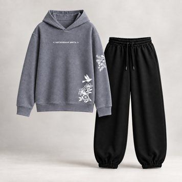 Костюм з принтом "Натхнення мить". Худі жіноче oversize + штани khudi_over_zhin_dzhohery_nathnenniamyt фото
