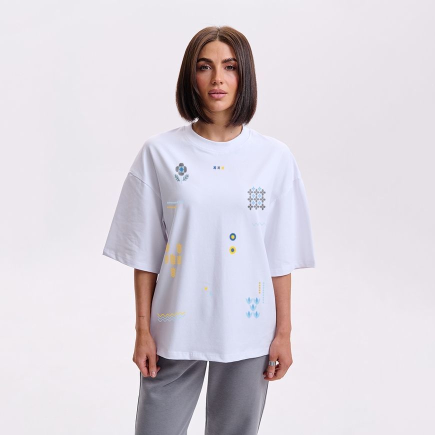 Футболка жіноча oversize з принтом "ID:UA" rozprodaz_fut_zhin_over_idua_biliy фото