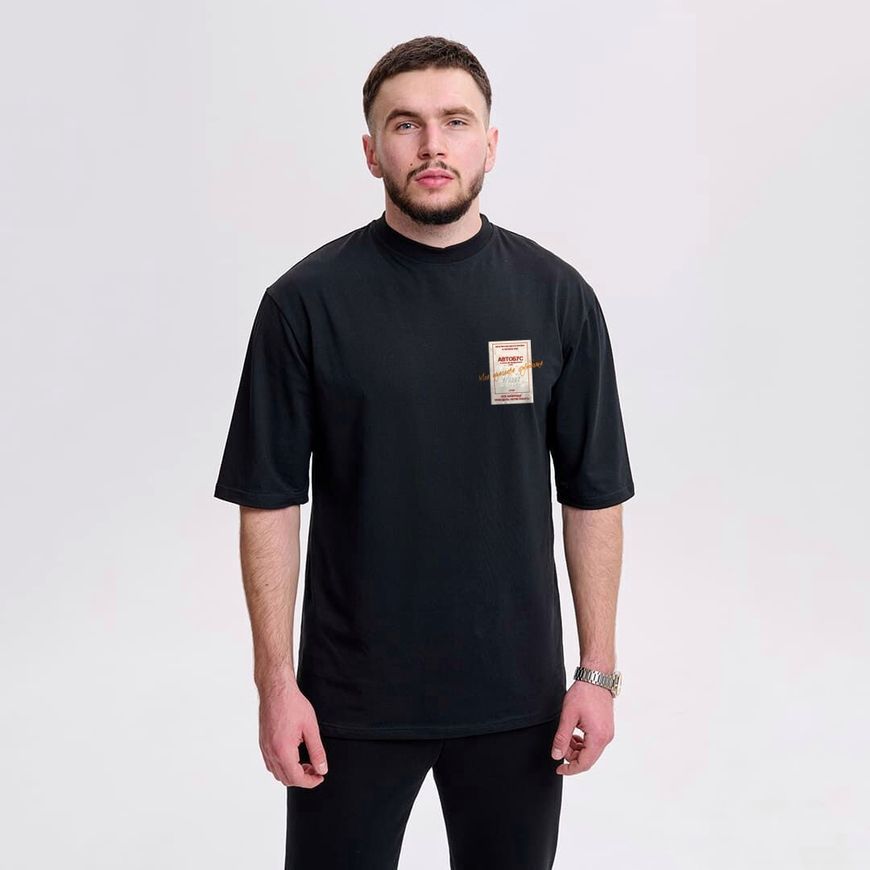 Футболка чоловіча oversize з принтом "Моя щаслива футболка" rozprodaz_fut_chol_over_myluckyt-shirt_chorn фото