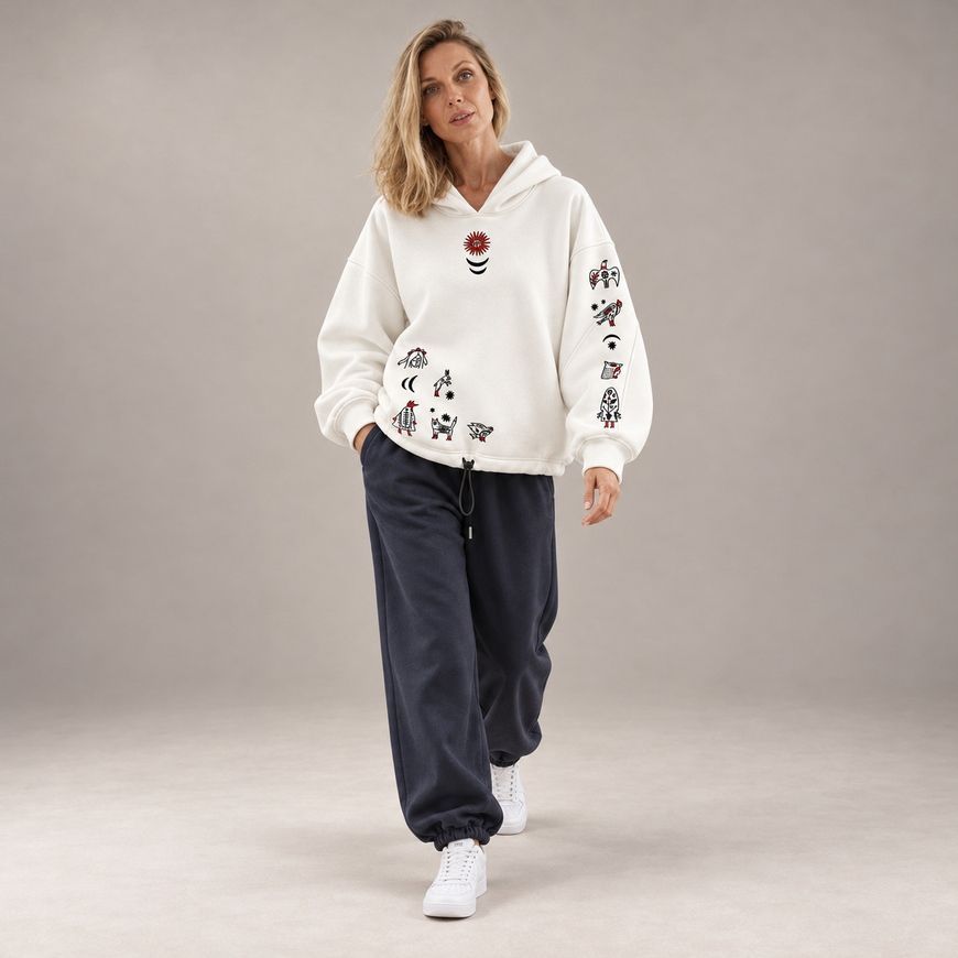 Костюм з принтом "Фольк мінімалізм". Худі Oversize + джогери (фліс) khudi_over_dzhohery_flis_folk фото