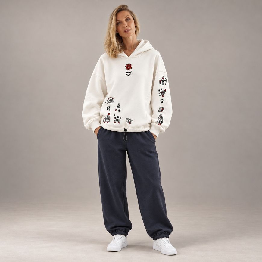 Костюм з принтом "Фольк мінімалізм". Худі Oversize + джогери (фліс) khudi_over_dzhohery_flis_folk фото