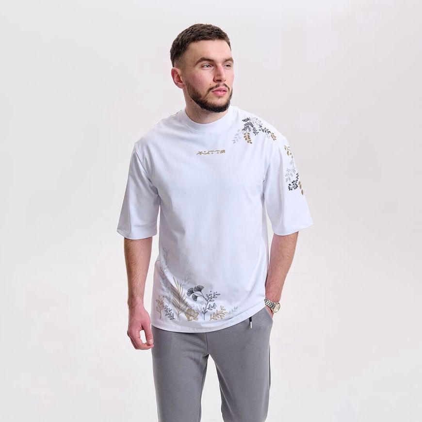 Футболка чоловіча oversize з принтом "Життя" rozprodaz_fut_chol_over_life_bili фото