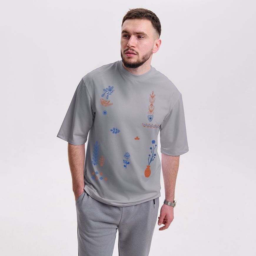 Oversize футболка чоловіча з принтом &ldquo;Етноцвіт&rdquo; fut_over_chol_etnocvit фото