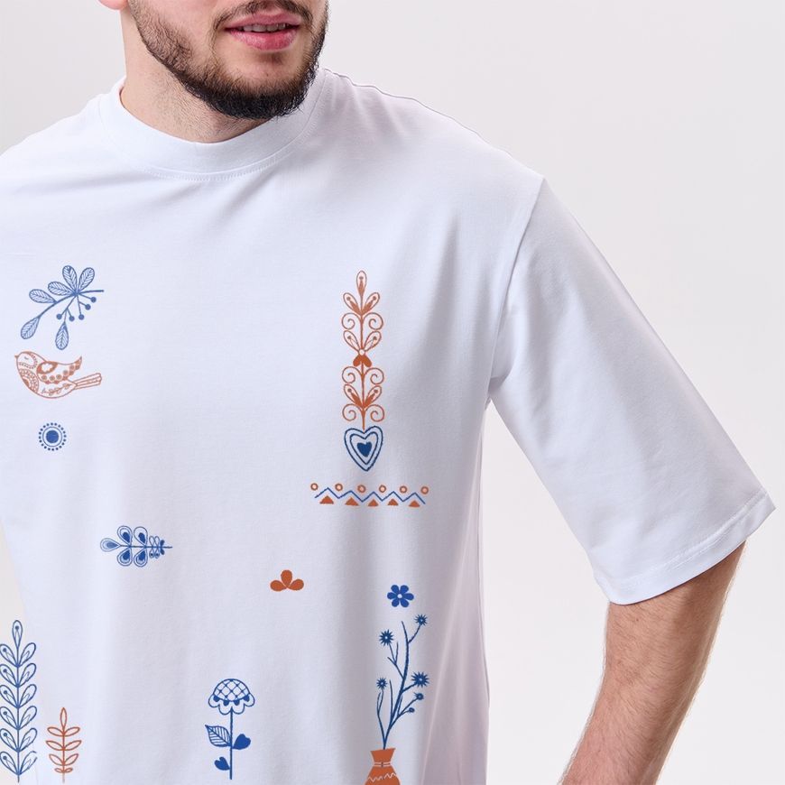 Oversize футболка чоловіча з принтом &ldquo;Етноцвіт&rdquo; fut_over_chol_etnocvit фото