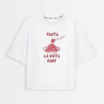 Футболка жіноча oversize з принтом "Паста" rozprodaz_fut_zhin_over_pasta_bili фото