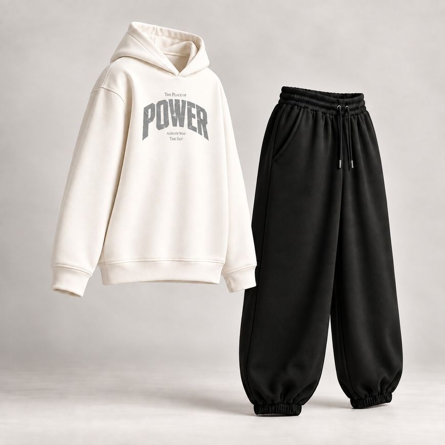 Костюм з принтом "Power". Худі жіноче oversize + штани khudi_over_zhin_dzhohery_power фото