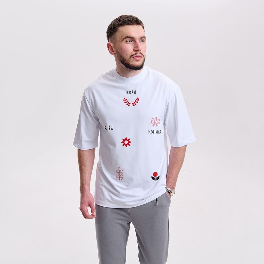 Oversize футболка чоловіча з принтом &ldquo;Воля.Віра.Коріння.&rdquo; fut_over_chol_volvilkor фото