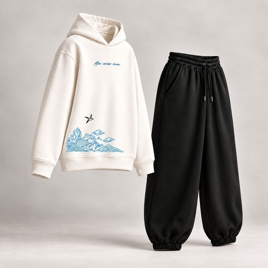Костюм з принтом "Місце сили. Море". Худі жіноче oversize + штани khudi_over_zhin_dzhohery_misce_syly_sea фото